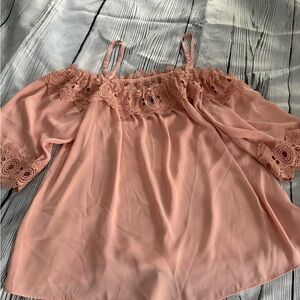 by & by Blush Lace Detail Top~non-stretch